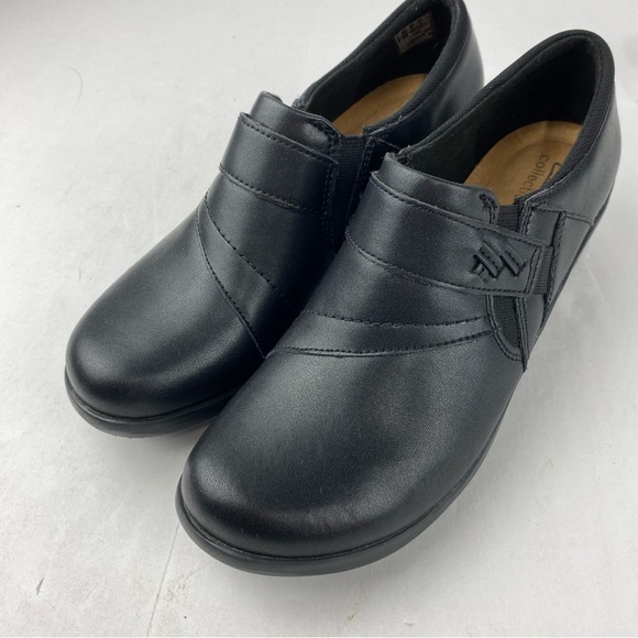 Clarks Collection Womens 10 Black Leather Angie Pearl Slip On Loafer Casual - Picture 4 of 7